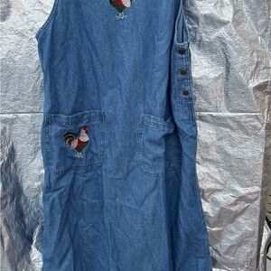 Denim dress with Rooster Embroidery